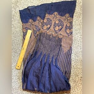 Gorgeous quality strapless dress/skirt beautiful blue and Lacey gold! 1 size